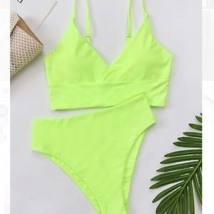 Neon Yellow High Waist Bikini Set